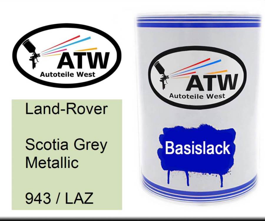 Land-Rover, Scotia Grey Metallic, 943 / LAZ: 500ml Lackdose, von ATW Autoteile West.